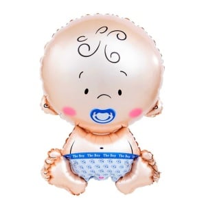 Balon din Folie Metalizata, Flippy, Figurina Baietel, Tema Botez, 73x48 cm, Ambalaj Individual, Pai Inclus, Umflare cu Aer sau Heliu, Albastru - Img 5