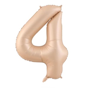 Balon din Folie Metalizata, Flippy, Figurina Cifra, Model 4, Tema Aniversare 100 cm, Ambalaj Individual, Pai Inclus, Umflare cu Aer sau Heliu, Crem - Img 1