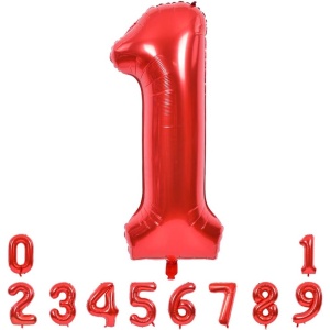 Balon din Folie Metalizata Flippy, Figurina Cifra, Tema Aniversare 40 cm, Ambalaj Individual, Pai inclus, Umflare cu Aer sau Heliu, Rosu, Cifra 1 - Img 12