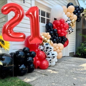 Balon din Folie Metalizata Flippy, Figurina Cifra, Tema Aniversare 40 cm, Ambalaj Individual, Pai inclus, Umflare cu Aer sau Heliu, Rosu, Cifra 2 - Img 7