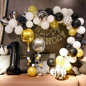 Balon din Folie Metalizata Flippy, Figurina Cifra, Tema Aniversare 40 cm, Ambalaj Individual, Pai inclus, Umflare cu Aer sau Heliu, Negru, Cifra 1 - Img 5