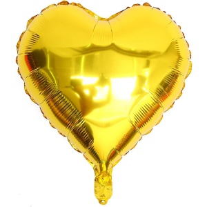 Balon din Folie Metalizata, Flippy, Figurina Inimioara, Model Simplu, Tematica Iubire, 40 cm, Ambalaj Individual, Pai Inclus, Umflare cu Aer sau Heliu, Auriu - Img 6