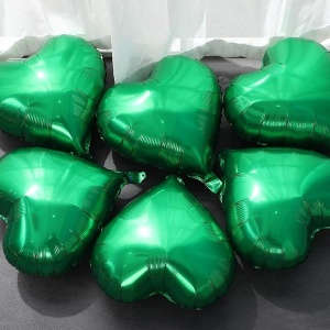 Balon din Folie Metalizata, Flippy, Figurina Inimioara, Model Simplu, Tematica Iubire, 40 cm, Ambalaj Individual, Pai Inclus, Umflare cu Aer sau Heliu, Verde - Img 5