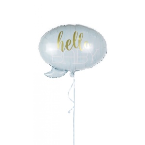 Balon din Folie Metalizata, Flippy, Figurina Norisor, Tema Hello Baby , 59x50 cm, Ambalaj Individual, Pai Inclus, Umflare cu Aer sau Heliu, Albastru - Img 4