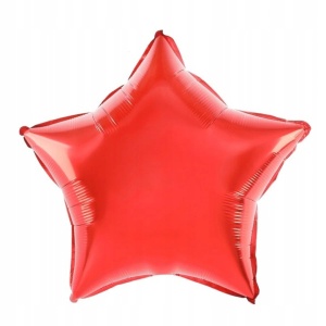 Balon din Folie Metalizata, Flippy, Figurina Stea, Model Simplu, Tematica Aniversare, 40 cm, Ambalaj Individual, Pai Inclus, Umflare cu Aer sau Heliu, Rosu - Img 1