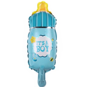 Balon din Folie Metalizata, Flippy, Mini Figurina Biberon, Model It's a Boy, Tematica Gender Reveal, 44x20 cm, Ambalaj Individual, Pai Inclus, Umflare cu Aer sau Heliu, Albastru - Img 3