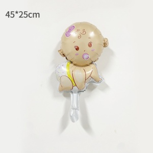Balon din Folie Metalizata, Flippy, Mini Figurina, Model Bebelus Fetita, Tematica Gender Reveal, 45x25 cm, Ambalaj Individual, Pai Inclus, Umflare cu Aer sau Heliu, Multicolor - Img 3