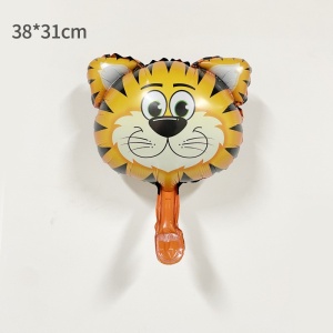 Balon din Folie Metalizata, Flippy, Mini Figurine Animalute, Model Tigru, Tematica Aniversare, 38x31 cm, Ambalaj Individual, Pai Inclus, Umflare cu Aer sau Heliu, Multicolor - Img 3