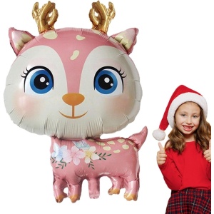 Balon din Folie Metalizata, Flippy, Mini Figurine, Model Cerb, Tematica Aniversare, 49x74.5 cm, Ambalaj Individual, Pai Inclus, Umflare cu Aer sau Heliu, Roz - Img 3