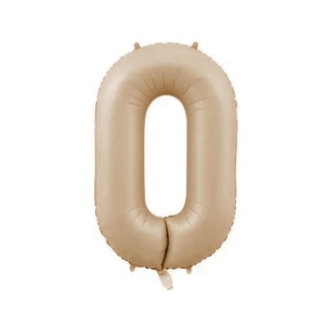 Balon din Folie Metalizata, Flippy, Model Cifra 0, 100 cm, Ambalaj Individual, Pai Inclus, Crem - Img 2