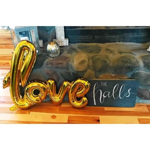 Balon din Folie Metalizata, Flippy, Model Love scris de mana, 102x65 cm, Tematica Ziua Îndrăgostiților, Ambalaj Individual, Pai Inclus, Umflare cu Aer sau Heliu, Auriu - Img 3