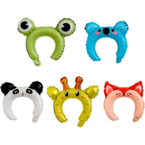 Balon din Folie Metalizata, Flippy, Tip Coronita cu Urechi, Model Koala, Ambalaj Individual, Pai Inclus, Umflare cu Aer sau Heliu, 26.5 x 28 cm, Albastru - Img 5