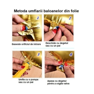 Balon din Folie Metalizata, Flippy, Tip Coronita cu Urechi, Model Tigru Uimit, Ambalaj Individual, Pai Inclus, Umflare cu Aer sau Heliu, 33 x 33 cm, Portocaliu - Img 4