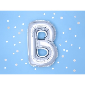 Balon Folie Metalizata Litera B, Flippy, 40 cm, Umflati cu Heliu sau Aer, Ambalaj Individual, Pai inclus, Argintiu - Img 6