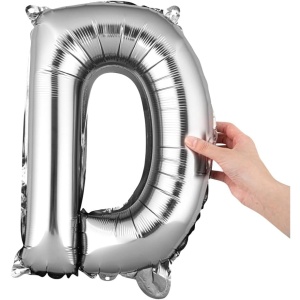 Balon Folie Metalizata Litera D, Flippy, 40 cm, Umflati cu Heliu sau Aer, Ambalaj Individual, Pai inclus, Argintiu - Img 8