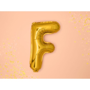 Balon Folie Metalizata Litera F, Flippy, 80 cm, Umflati cu Heliu sau Aer, Ambalaj Individual, Pai inclus, Auriu - Img 2