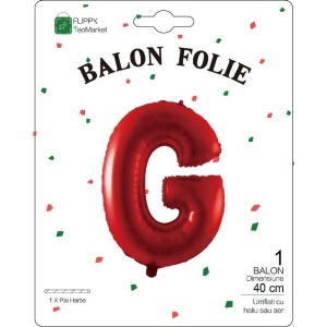 Balon Folie Metalizata Litera G, Flippy, 40 cm, Umflati cu Heliu sau Aer, Ambalaj Individual, Pai inclus, Rosu - Img 2