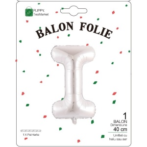 Balon Folie Metalizata Litera I, Flippy, 40 cm, Umflati cu Heliu sau Aer, Ambalaj Individual, Pai inclus, Argintiu - Img 2