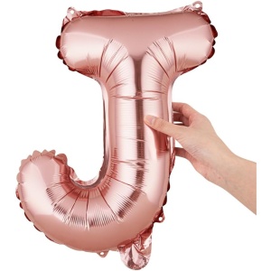 Balon Folie Metalizata Litera J, Flippy, 40 cm, Umflati cu Heliu sau Aer, Ambalaj Individual, Pai inclus, Rose Gold - Img 7