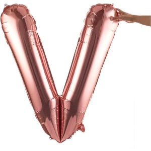 Balon Folie Metalizata Litera V, Flippy, 80 cm, Umflati cu Heliu sau Aer, Ambalaj Individual, Pai inclus, Rose Gold - Img 8