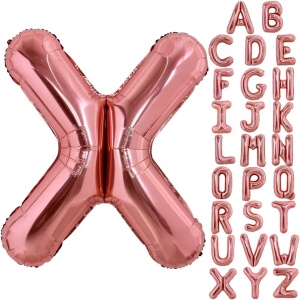 Balon Folie Metalizata Litera X, Flippy, 80 cm, Umflati cu Heliu sau Aer, Ambalaj Individual, Pai inclus, Rose Gold - Img 4