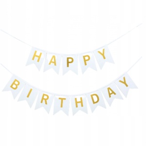Banner Happy Birthday 100x200 cm, Flippy, Dimensiune Stegulet 11.5x16.5 cm, Rola de Ata Inclusa, Alb - Img 3