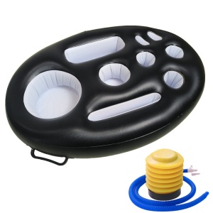 Bar gonflabil/Suport de pahare plutitor, Flippy, cu 9 compartimente, pompa inclusa, PVC, Negru, 25x18,5x4 cm - Img 1