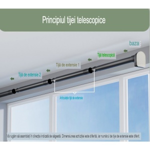 Bara Telescopica Multifunctionala, Flippy, din Otel Inoxidabil si ABS, Utilizare Universala, Extensie 220 - 240 cm, Fara Perforare Perete, Negru - Img 8