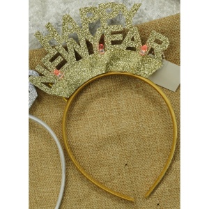 Bentita/cerc Happy Newyear, culoare auriu, marime standard, Flippy - Img 2