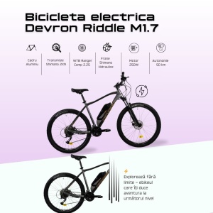 Bicicleta Electrica Devron Riddle M1.7 - 27.5 Inch, 490 mm, Gri - Img 4