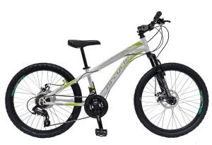 Bicicleta MTB-HT 26" BR Storm, cadru otel 14", frane disc, manete secventiale, 21 viteze, Alb/verde - Img 1
