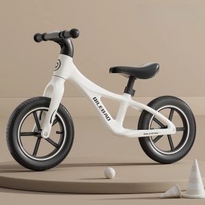 Bicicleta pentru Copii, Flippy, Fara Pedale, Pentru 2-6 Ani, 2 Roti Silentioase, Sa Reglabila 43 - 58 cm, din Plastic si Fibra de Sticla, 88 x 56 x 43 cm, Alb - Img 2