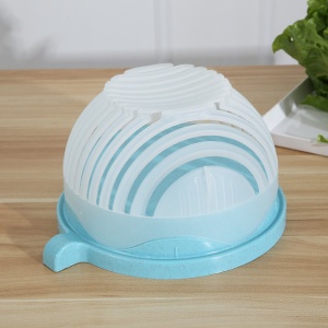Bol Feliator pentru Salata, Flippy, Castron Multifunctional pentru Legume si Fructe, pentru Spalat si Taiat Legumele, cu Scurgere si Tocator, Ergonomic, Protectie pentru Maini, 21x18.5x11.5 cm, Albastru - Img 9
