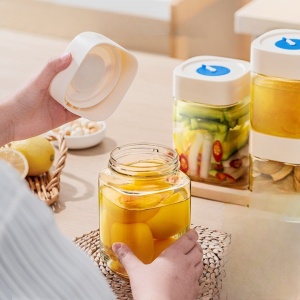 Borcan din Sticla de Inalta Calitate, Flippy, Capac Ermetic, Uz Casnic, Depozitarea Condimentelor sau a Alimentelor Umede si Uscate, 500 mL, 10x10x9 cm, Alb - Img 6