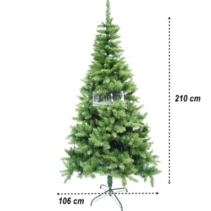 Brad artificial de Craciun, clasic, pentru interior/exterior, inaltime 210 cm, diametru 106 cm, 663 ramuri, Flippy, verde, suport metalic inclus - Img 6