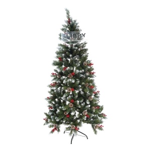 Brad Artificial de Craciun, Flippy, Sectionat pentru Perete/ Colt, 1.80 m inaltime, Verde, Decorat, Diametru Inferior 95 cm, Interior/ Exterior - Img 1