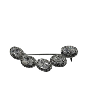 Brosa din Argint 925 Semicerc cu Zirconii - Img 2