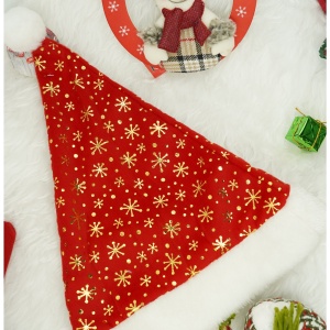 Caciulita de Mos Craciun, Flippy,cu ornament auriu fulg de nea, rosie, marime universala, material textil - Img 3