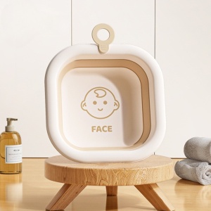 Cada Pliabila pentru Baie pentru Copii, Flippy, Cadita pentru Bebelusi, Model Patrat pentru Fata, Maro, 30x30x3.5 cm, 3.5 L - Img 2
