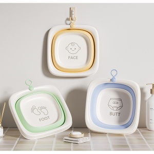 Cada Pliabila pentru Baie pentru Copii, Flippy, Cadita pentru Bebelusi, Model Patrat pentru Picioare, Verde, 32x27.5x3.7 cm, 4 L - Img 6