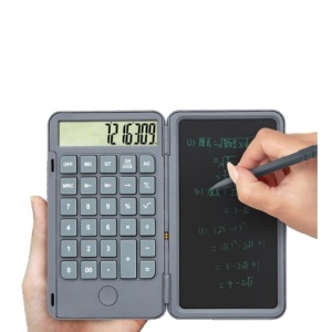Calculator de Mana Reincarcabil cu Tabla de Scris, Flippy, Calculator Portabil, Ecran LCD, Afisaj cu 12 Cifre, Ecran de 15 cm, Culoare Gri - Img 7