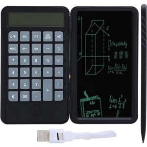 Calculator de Mana Reincarcabil cu Tabla de Scris, Flippy, Calculator Portabil, Ecran LCD, Afisaj cu 12 Cifre, Ecran de 15 cm, Culoare Negru - Img 8