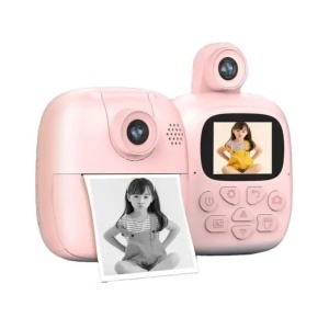 Camera Instantanee pentru Copii, Flippy, Camera Frontala + Selfie, cu Functie de Printare, Cablu USB-C, Bluetooth, Compatibil iOS/Android, Imprimare APP, Model Bunny, Roz - Img 13