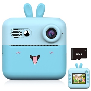 Camera Instantanee pentru Copii, Flippy, cu Functie de Printare, Cablu USB-C, Bluetooth, Compatibil iOS/Android, Imprimare APP, Model Iepure, Snur de Agatat Inclus, Albastru - Img 2