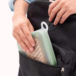 Caserola pentru sandwich Flippy, din silicon si polipropilena, portabil, usor de curatat, capac anti-scurgere, reutilizabil, 15.5 x 15.5 x 2.5 cm, verde - Img 10