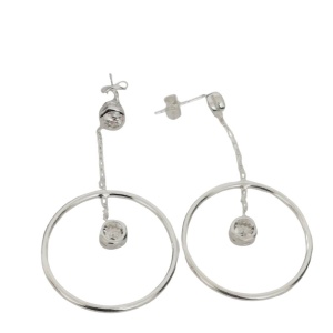 Cercei Argint 925 cu Lantisor si Cerc 23 mm - Img 1