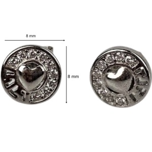 Cercei din Argint 925 Jolie Silver, Model Inima in Cerc, 8 x 8 mm, 1.6 g - Img 3