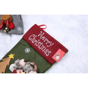 Ciorap Cadouri,Flippy,cu model elf,verde, marimea 20x40 cm, textil, interior - Img 4