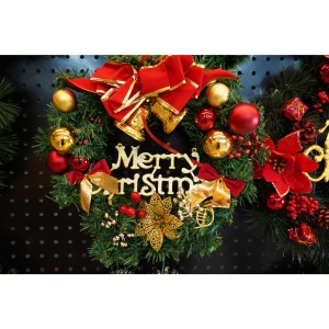 Coronita de Craciun pentru usa, Rosu/Auriu/Verde, 40 cm, PVC, Artificiala, Decorata, Interior/Exterior, Flippy - Img 5