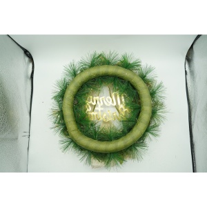 Coronita de Craciun pentru usa, Verde-Auriu, 40 cm, PVC, Artificiala, Decorata, Interior/Exterior, Flippy - Img 4